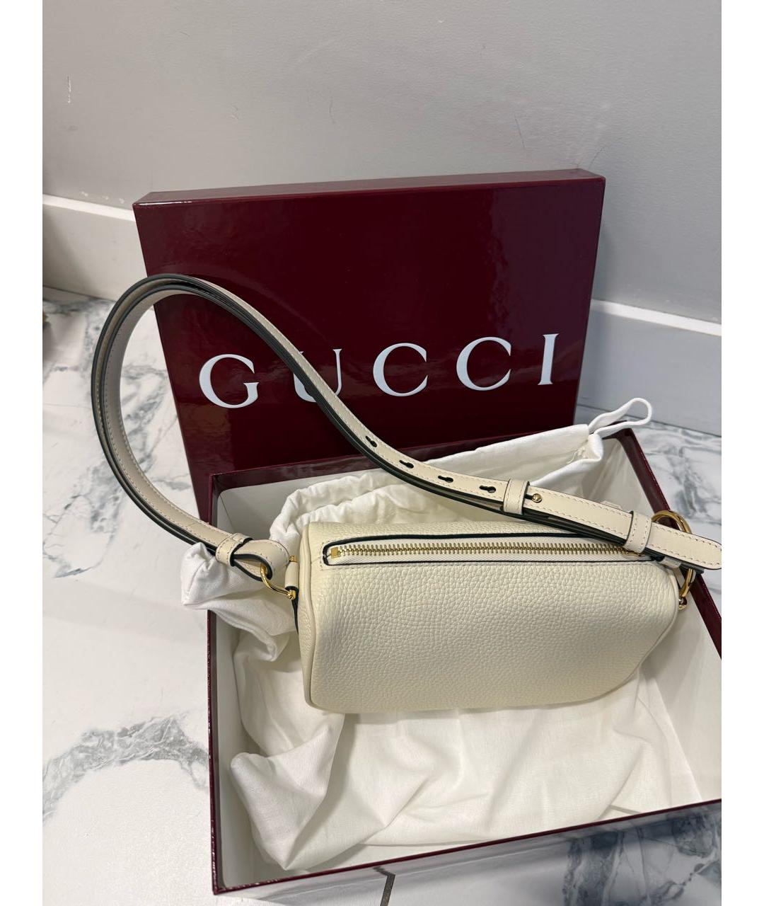 GUCCI Белая кожаная сумка через плечо, фото 2