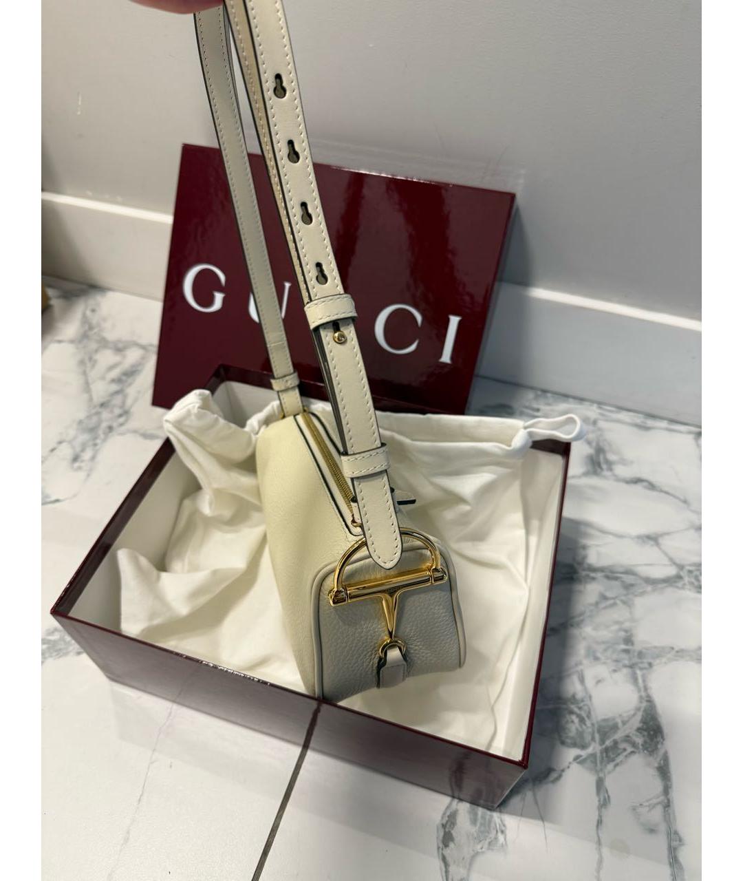 GUCCI Белая кожаная сумка через плечо, фото 4