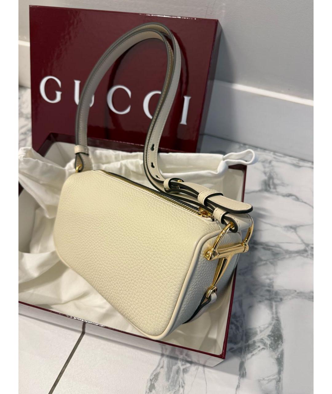 GUCCI Белая кожаная сумка через плечо, фото 3