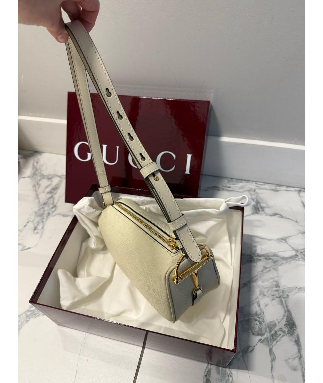 GUCCI Белая кожаная сумка через плечо, фото 5