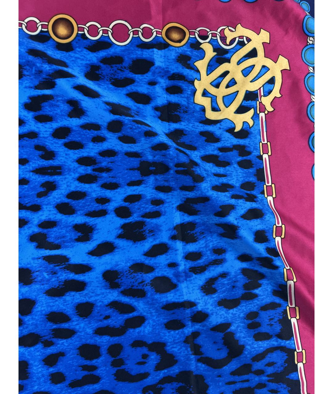 ROBERTO CAVALLI Синий шелковый платок, фото 3