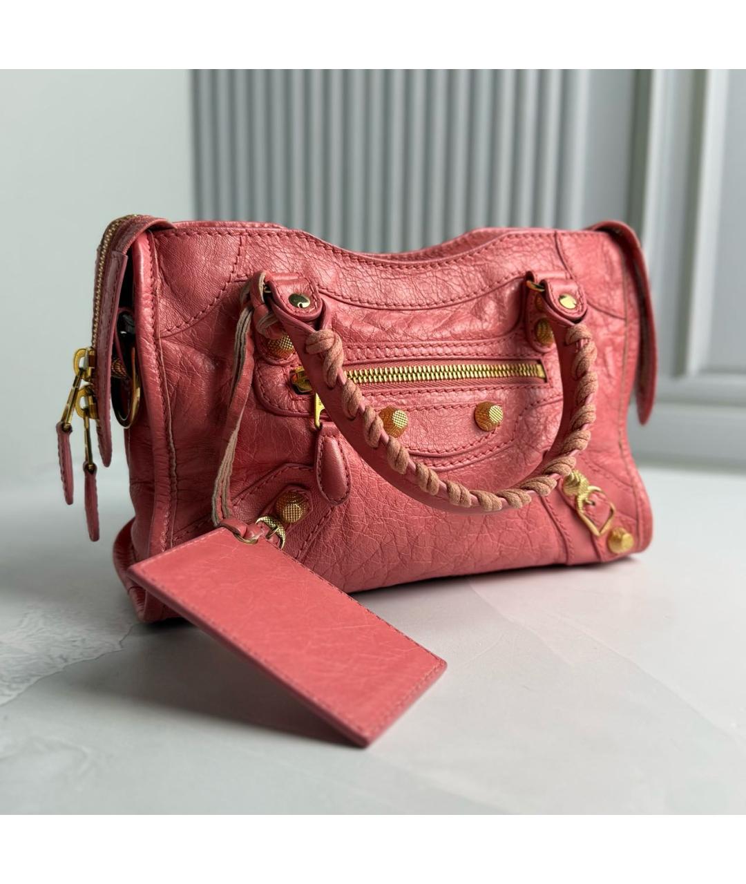 BALENCIAGA Розовая кожаная сумка с короткими ручками, фото 2