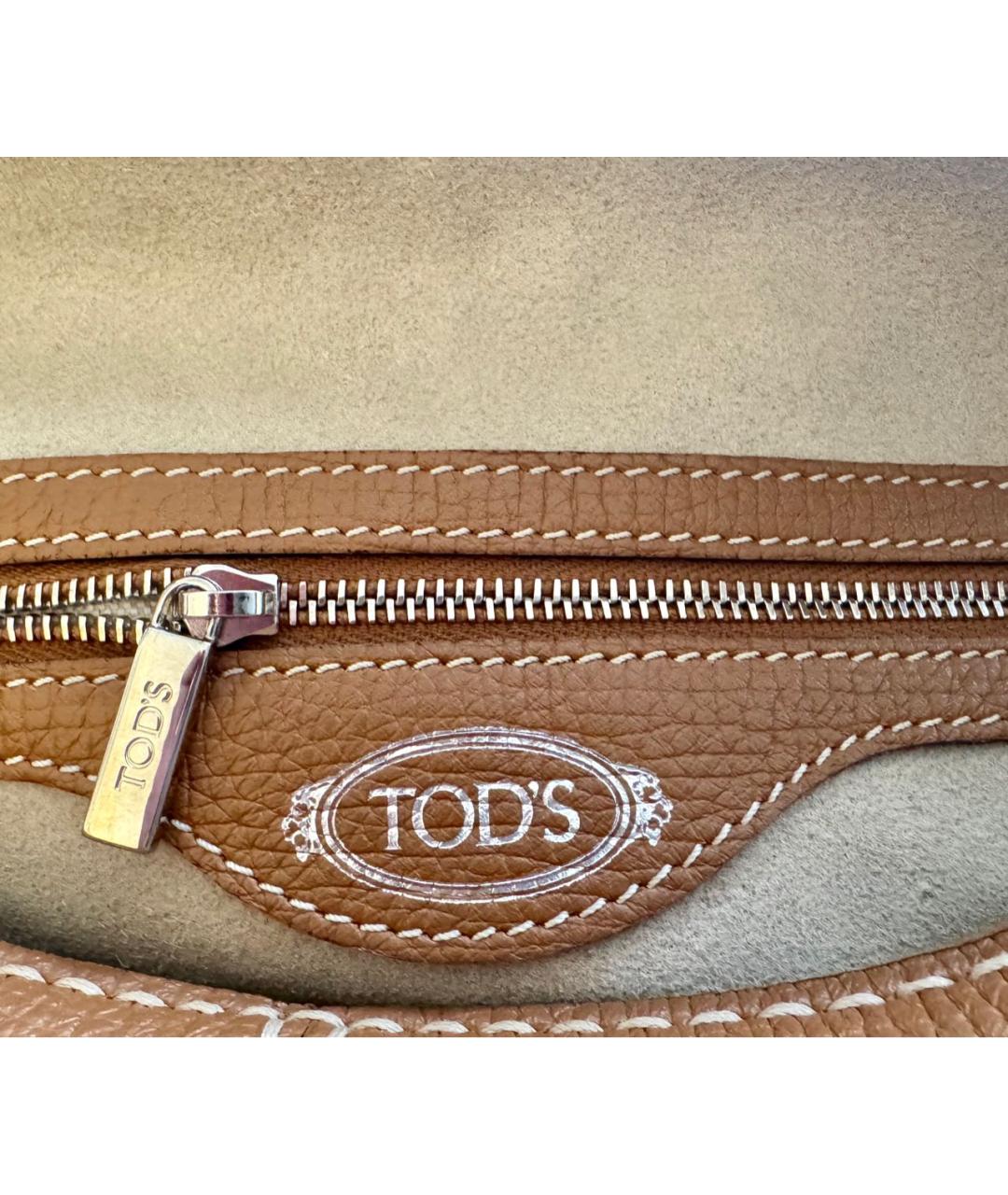 TOD'S Бежевая кожаная сумка через плечо, фото 8