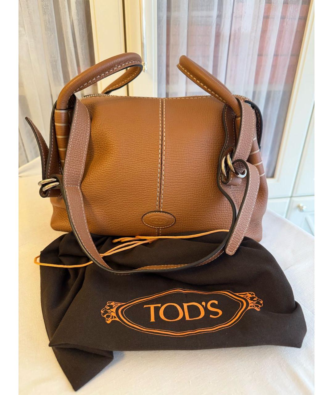 TOD'S Бежевая кожаная сумка через плечо, фото 9