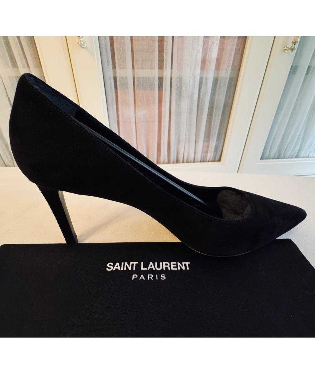 SAINT LAURENT Черные замшевые туфли, фото 9
