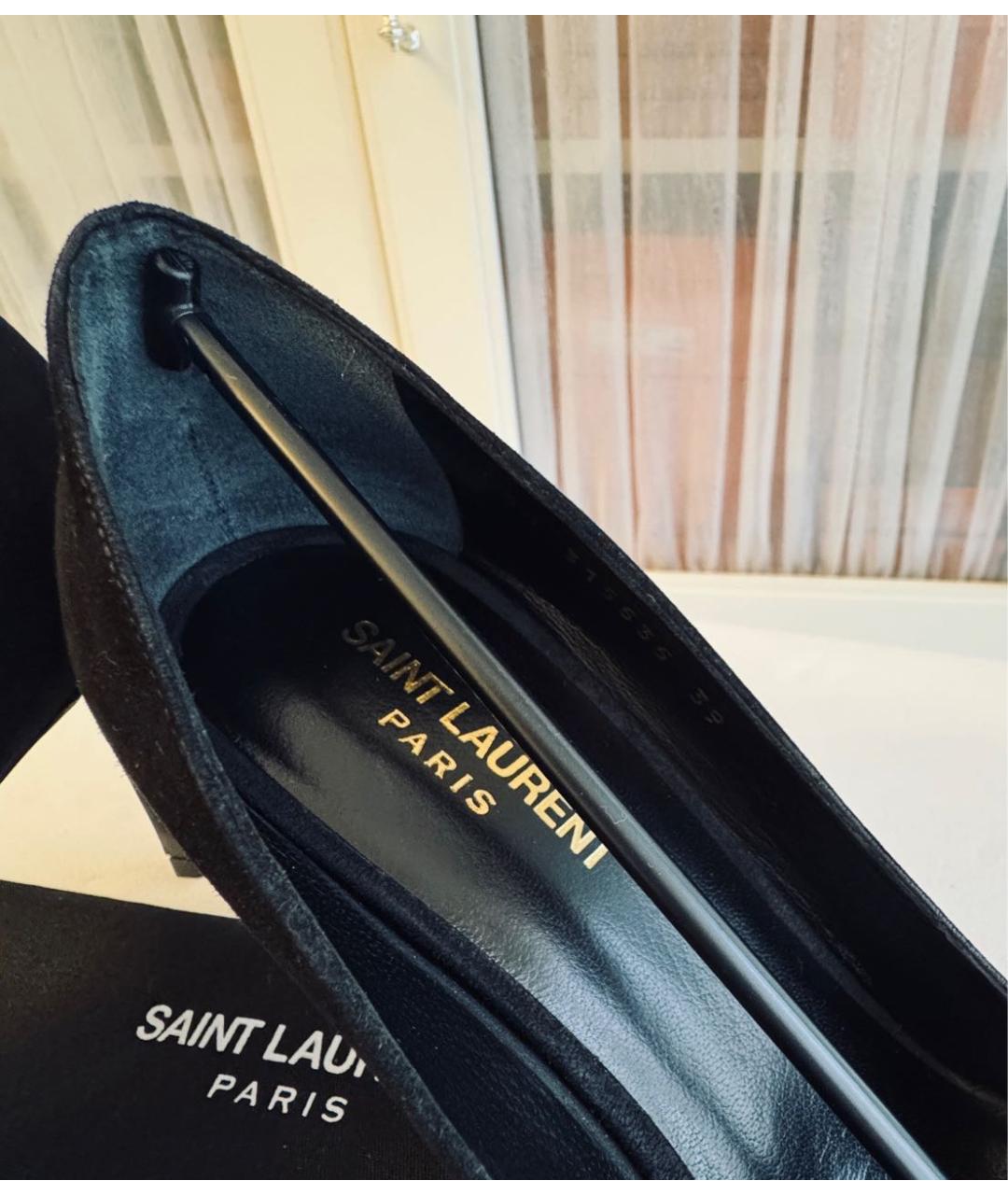 SAINT LAURENT Черные замшевые туфли, фото 7