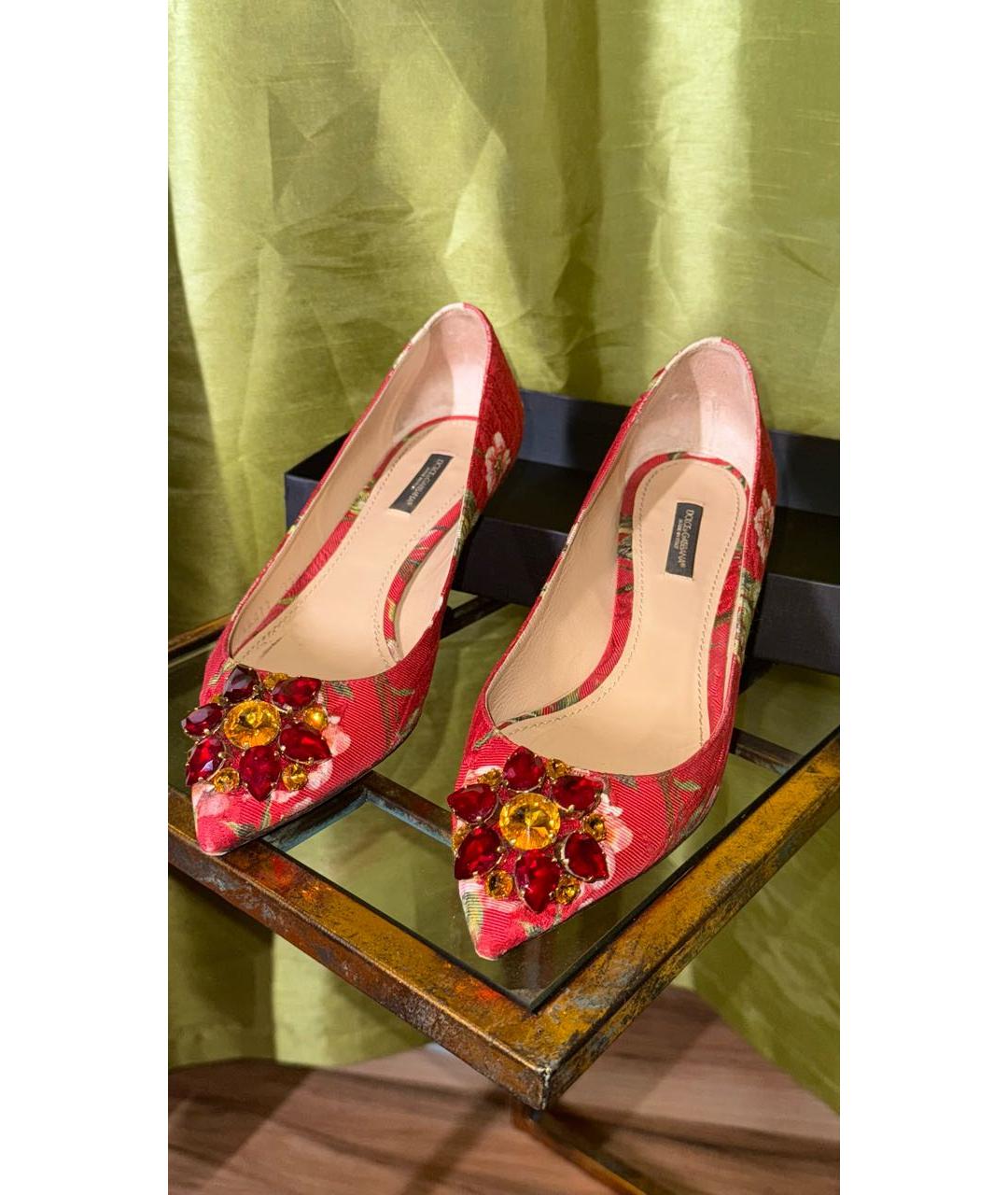 DOLCE&GABBANA Красные текстильные туфли, фото 2