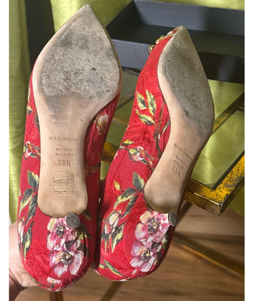 DOLCE&GABBANA Красные текстильные туфли, фото 6