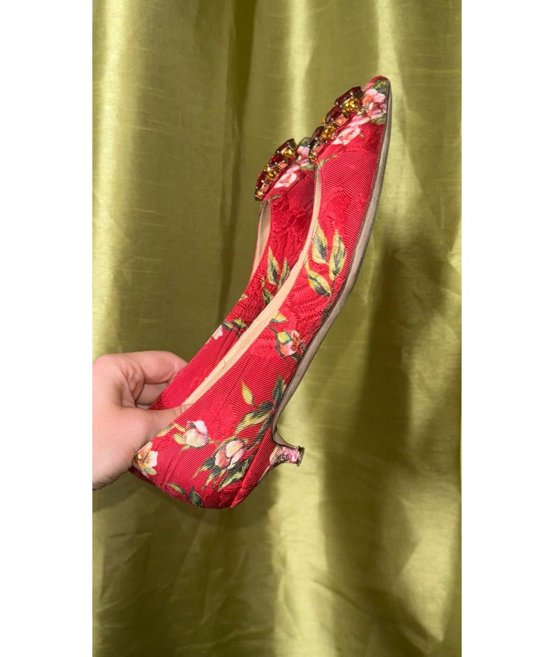 DOLCE&GABBANA Красные текстильные туфли, фото 5