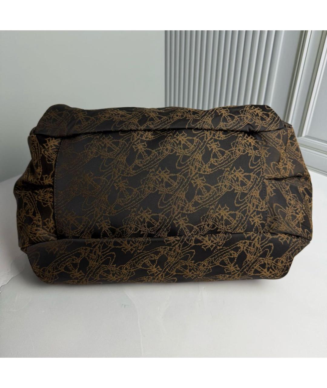 VIVIENNE WESTWOOD Коричневая тканевая сумка с короткими ручками, фото 3