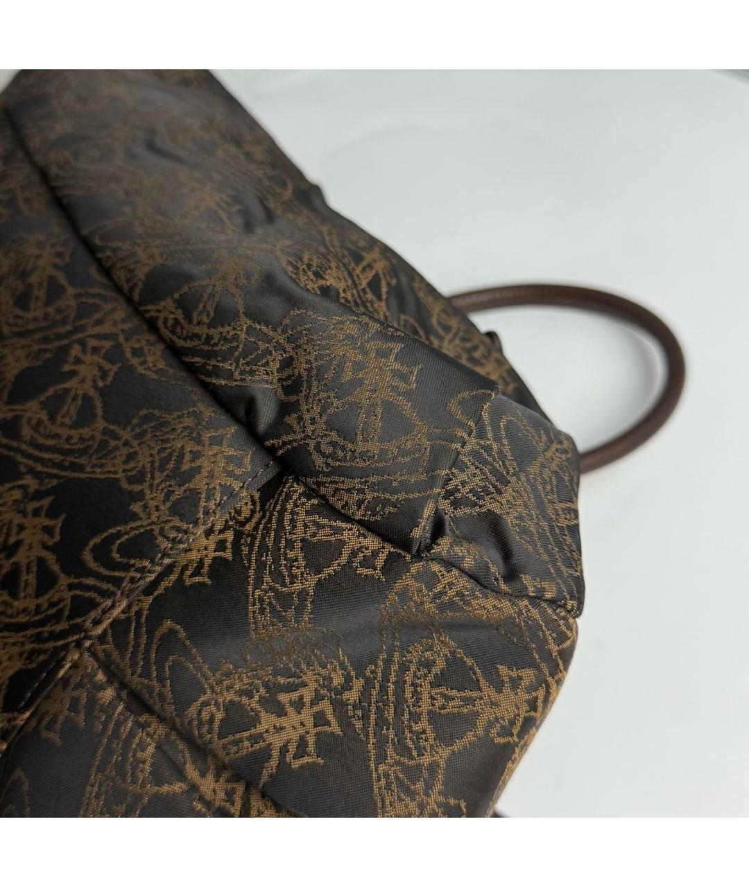 VIVIENNE WESTWOOD Коричневая тканевая сумка с короткими ручками, фото 5