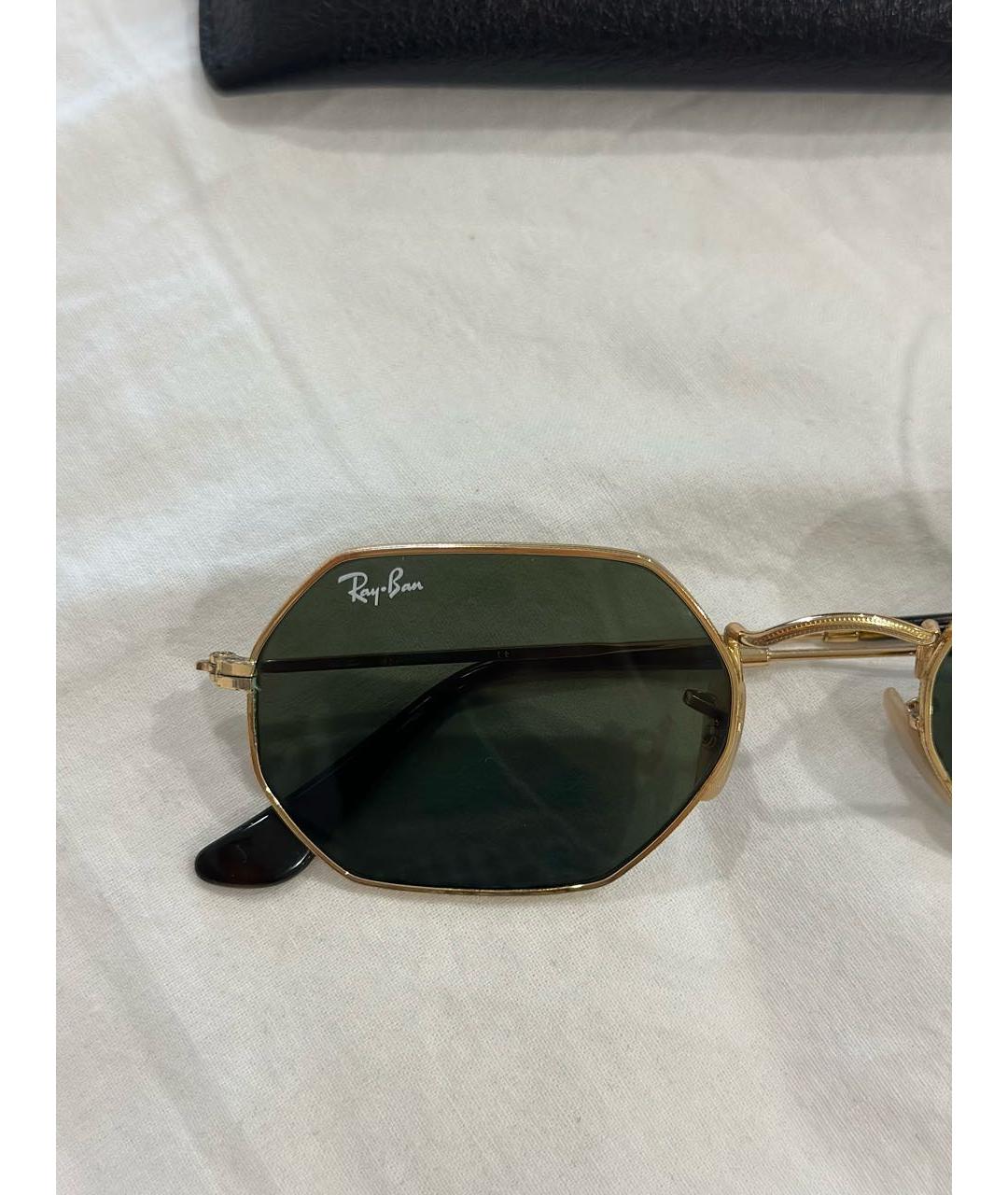 RAY BAN Золотые металлические солнцезащитные очки, фото 3