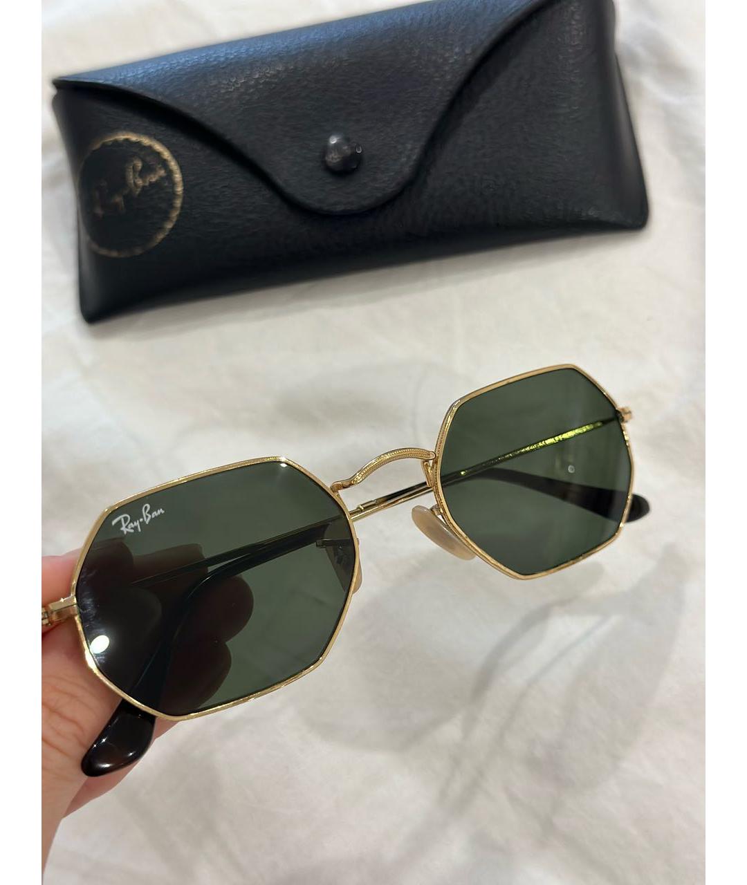 RAY BAN Золотые металлические солнцезащитные очки, фото 2