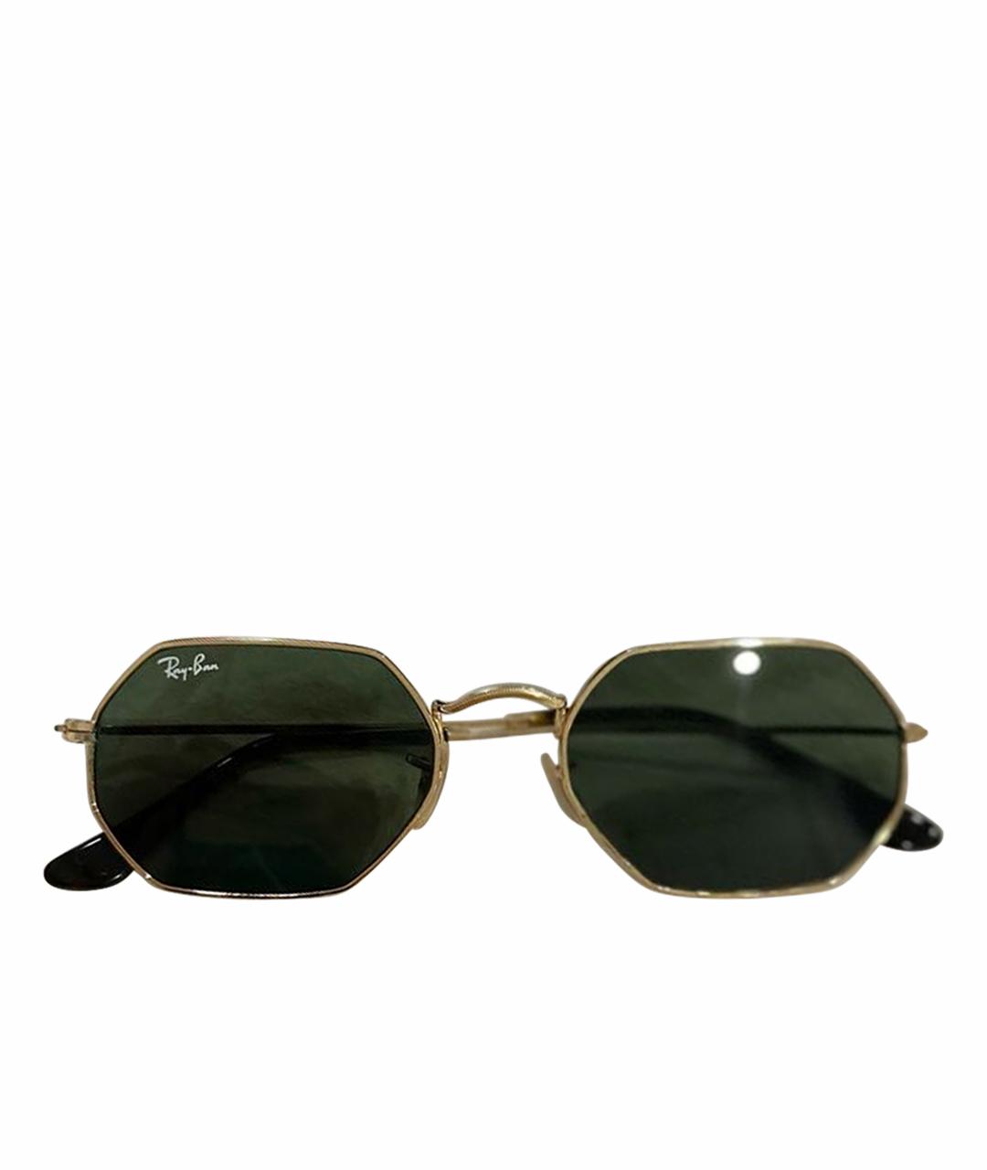 RAY BAN Золотые металлические солнцезащитные очки, фото 1