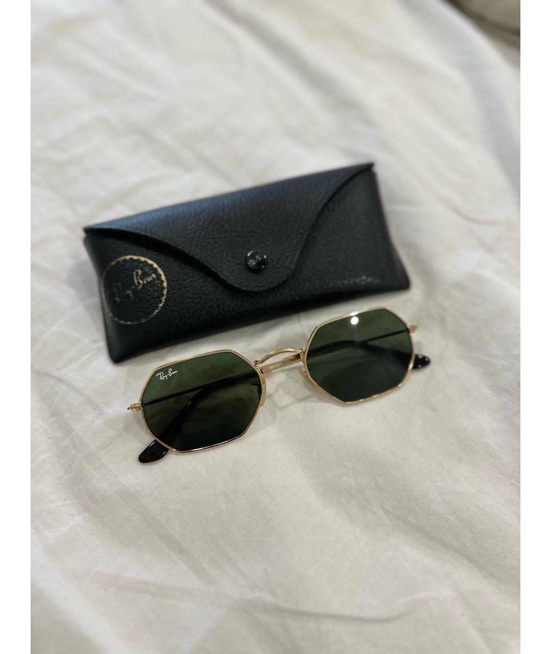 RAY BAN Золотые металлические солнцезащитные очки, фото 5