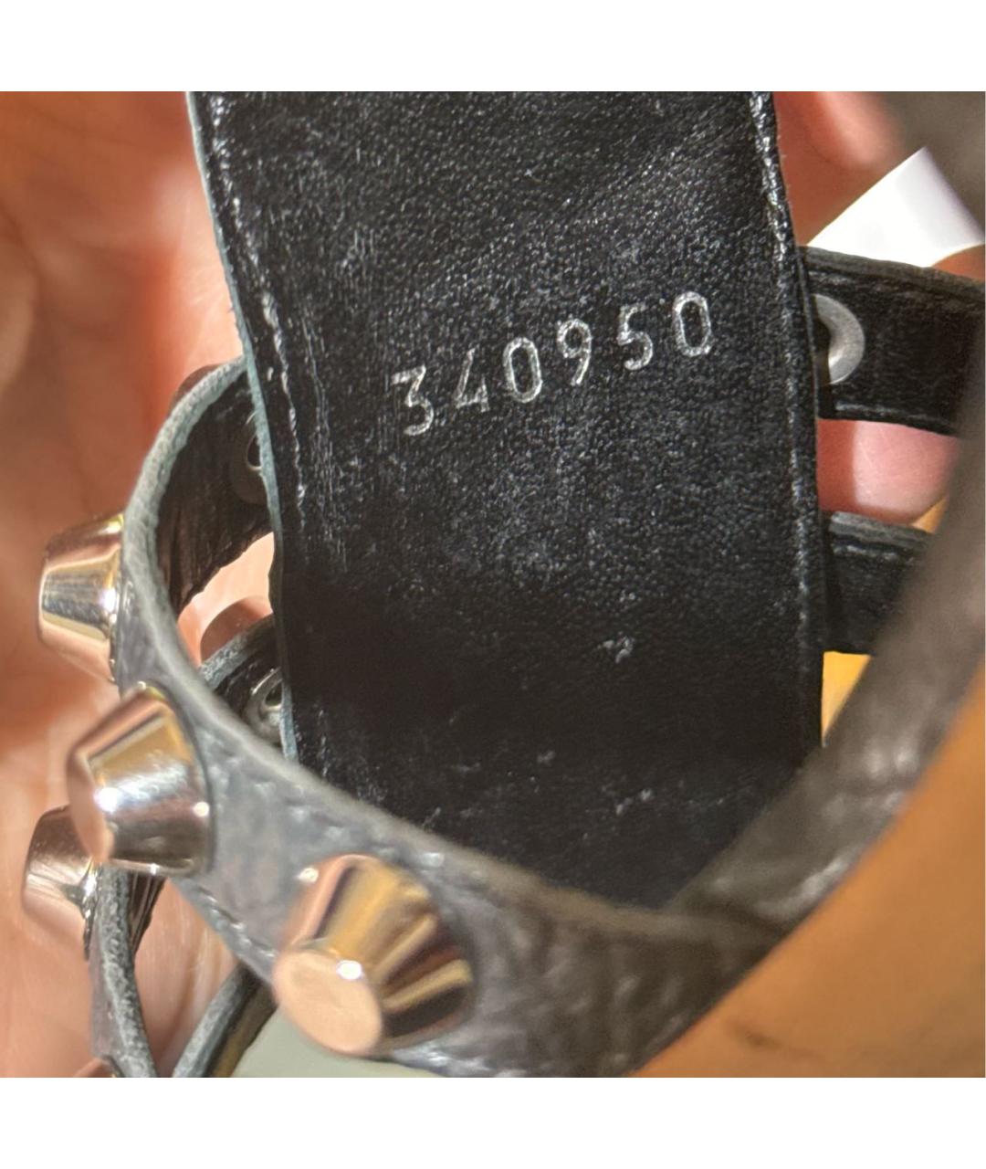 BALENCIAGA Антрацитовые кожаные босоножки, фото 6