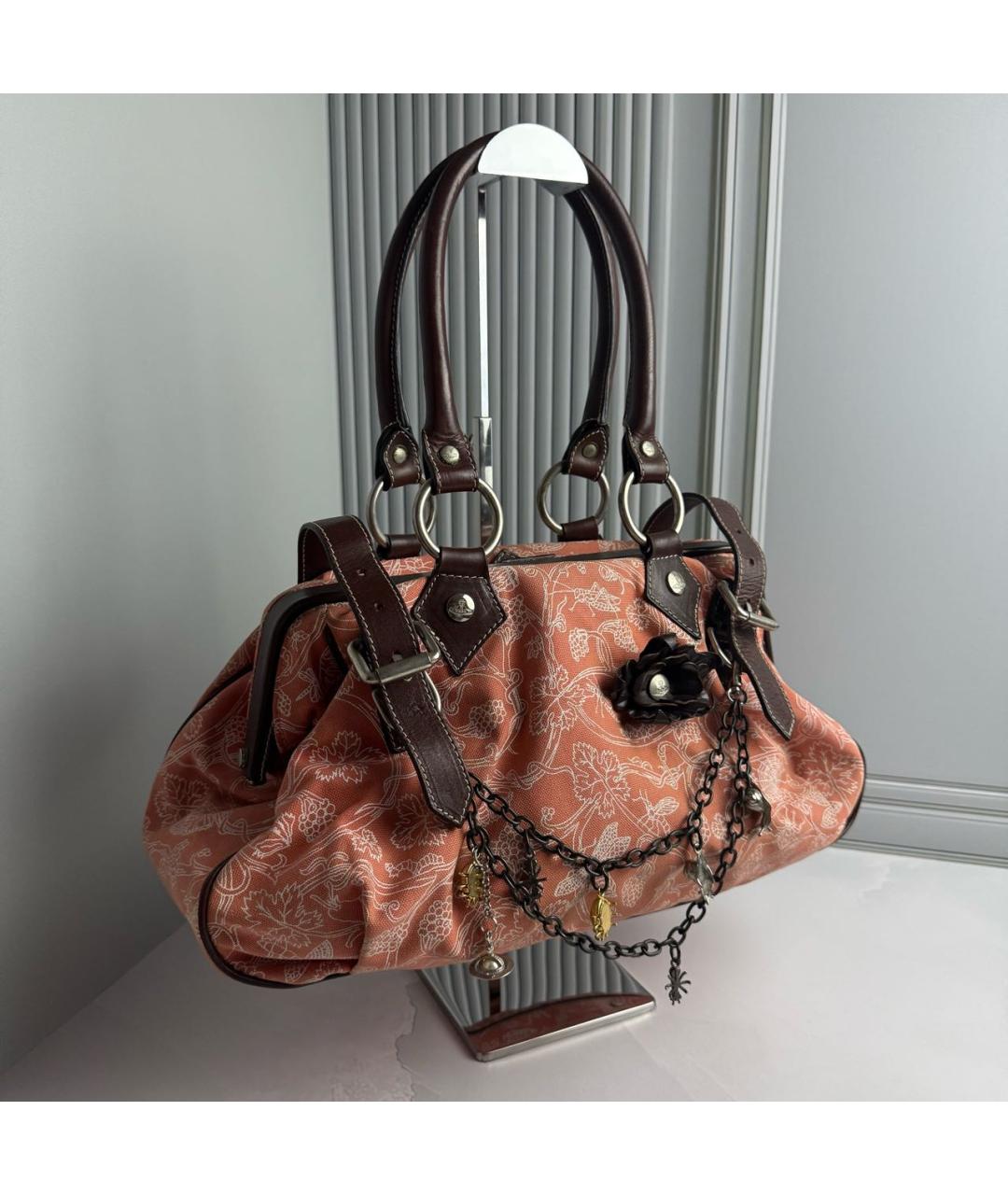 VIVIENNE WESTWOOD Розовая тканевая сумка с короткими ручками, фото 2
