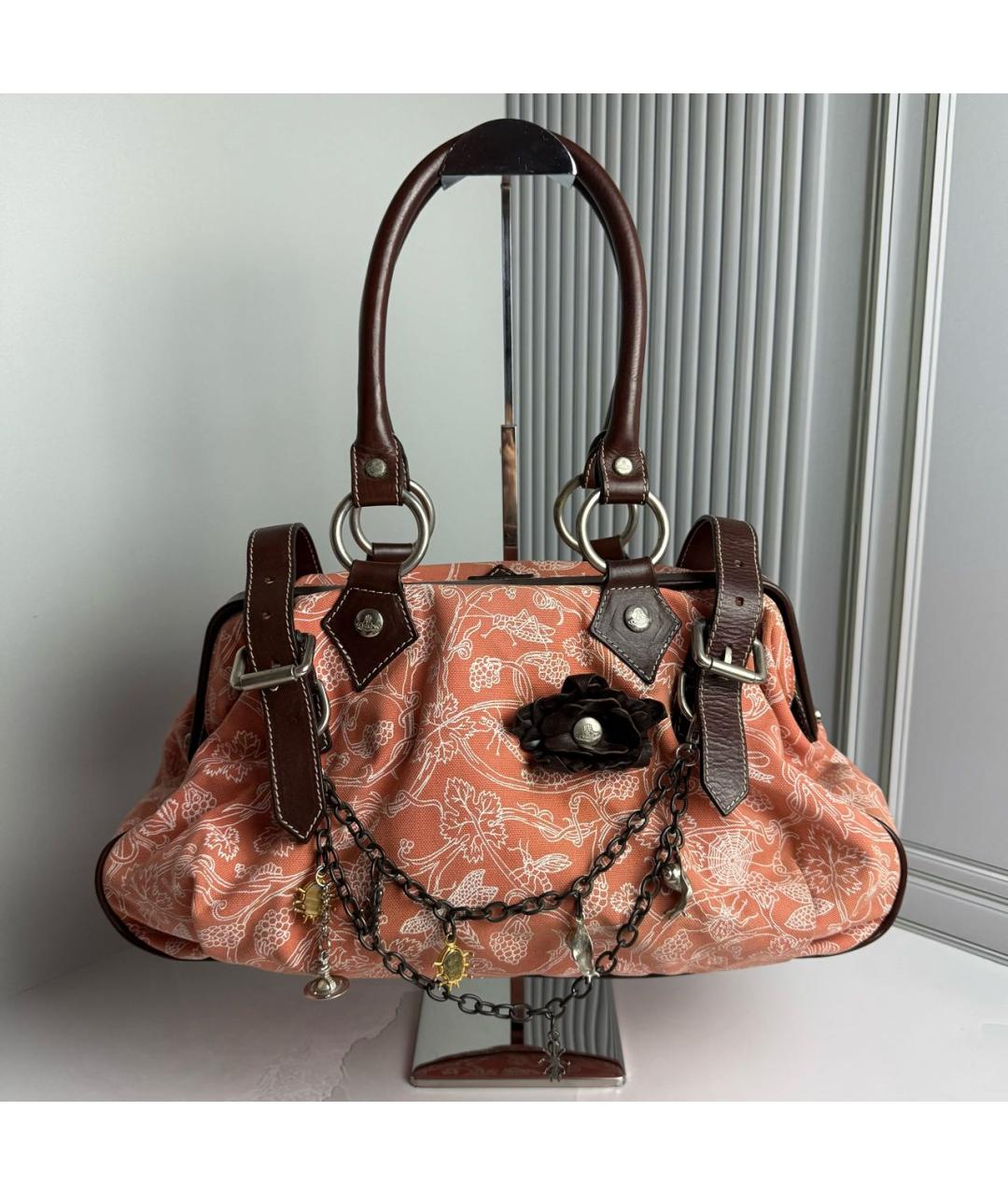 VIVIENNE WESTWOOD Розовая тканевая сумка с короткими ручками, фото 9