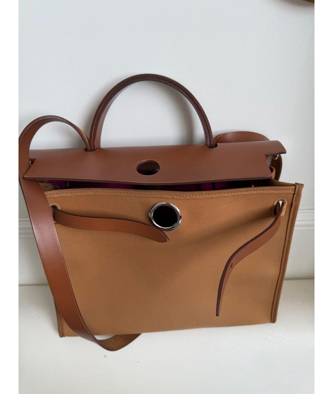 HERMES Коричневая тканевая сумка через плечо, фото 2