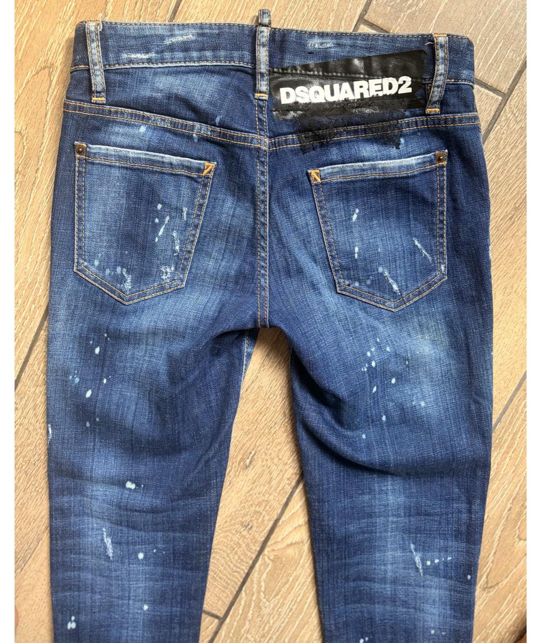 DSQUARED2 Синие хлопковые джинсы слим, фото 7