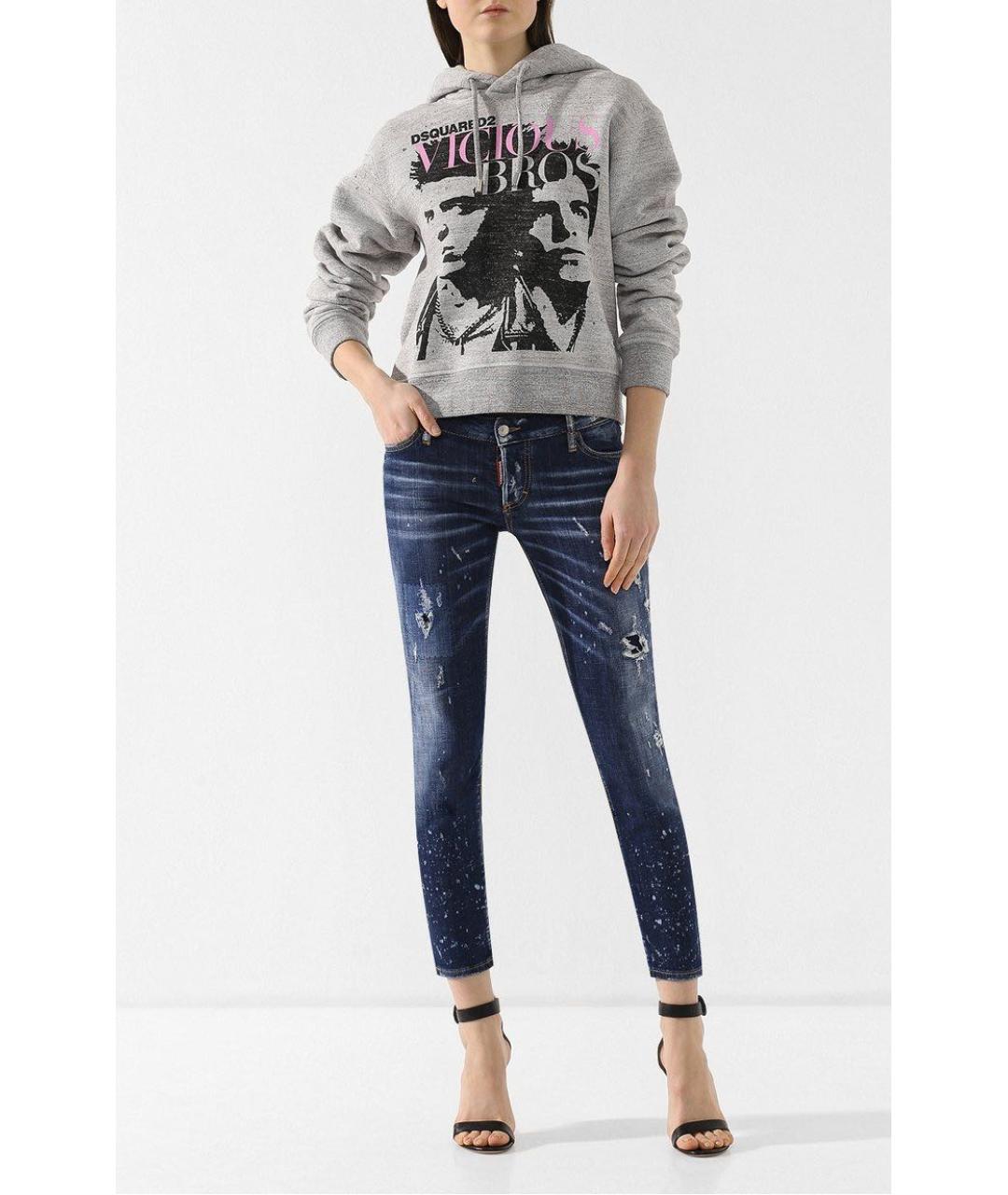 DSQUARED2 Синие хлопковые джинсы слим, фото 5