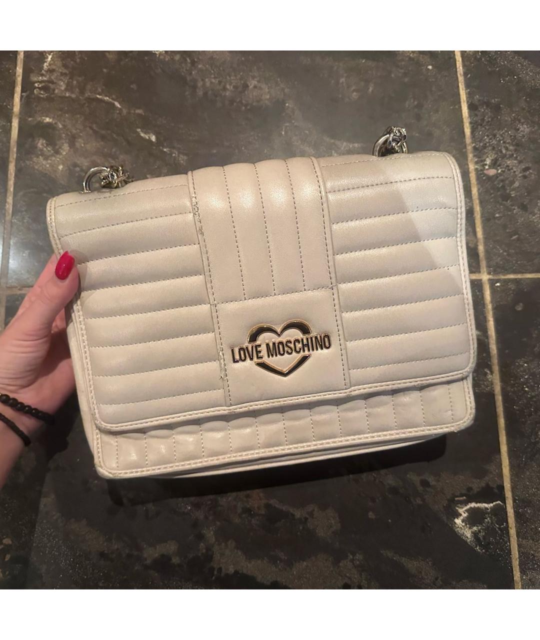 LOVE MOSCHINO Бежевая сумка через плечо из искусственной кожи, фото 7