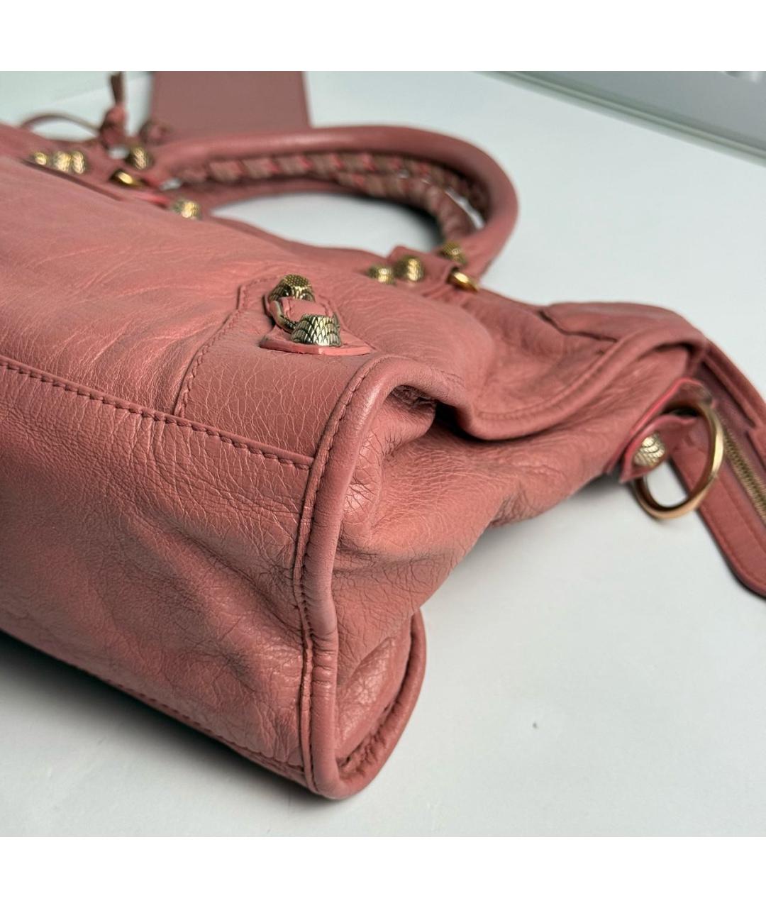 BALENCIAGA Розовая кожаная сумка с короткими ручками, фото 3