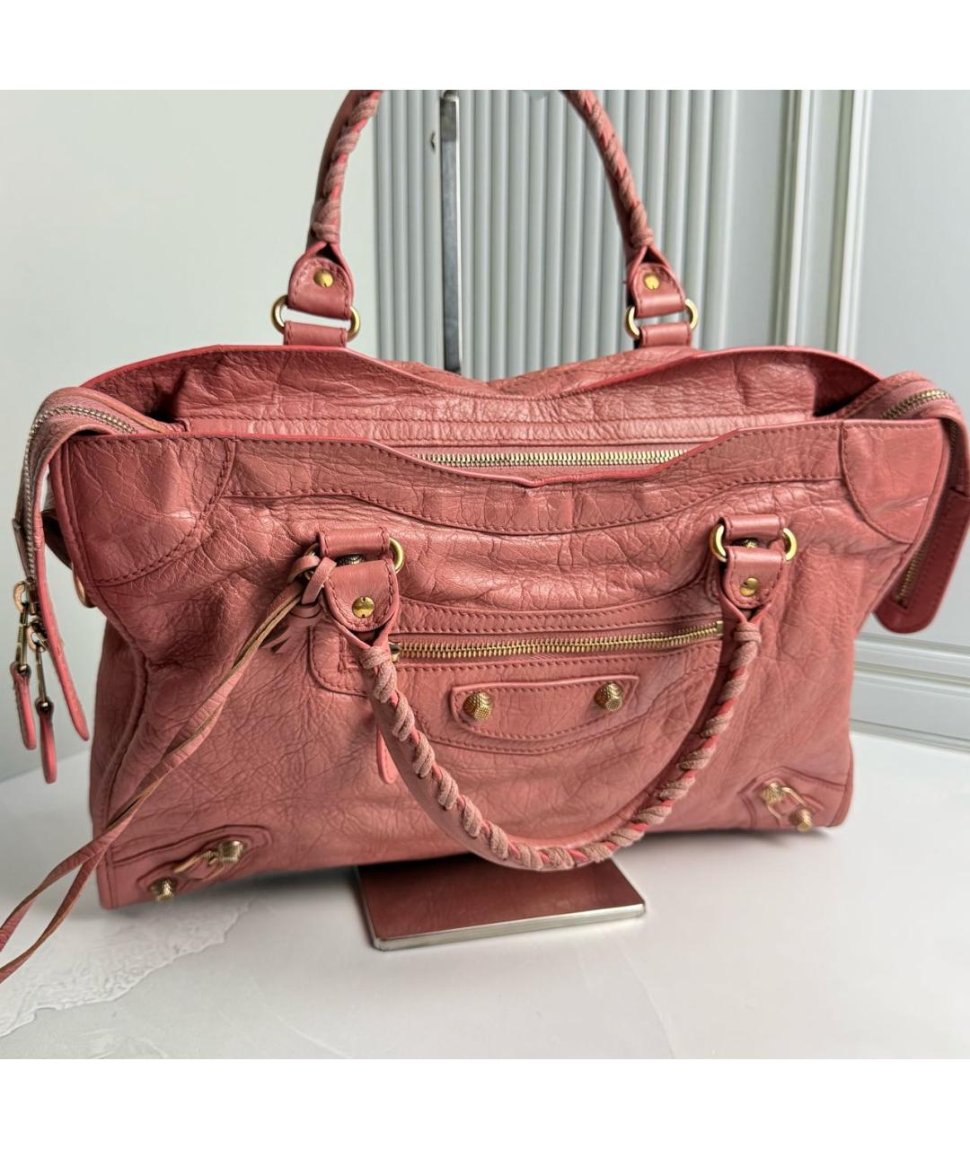 BALENCIAGA Розовая кожаная сумка с короткими ручками, фото 2
