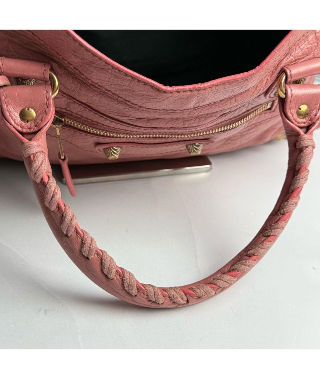 BALENCIAGA Розовая кожаная сумка с короткими ручками, фото 7