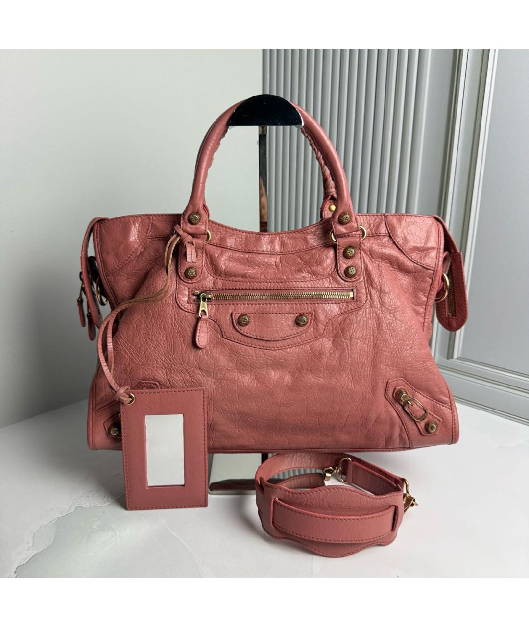 BALENCIAGA Розовая кожаная сумка с короткими ручками, фото 9