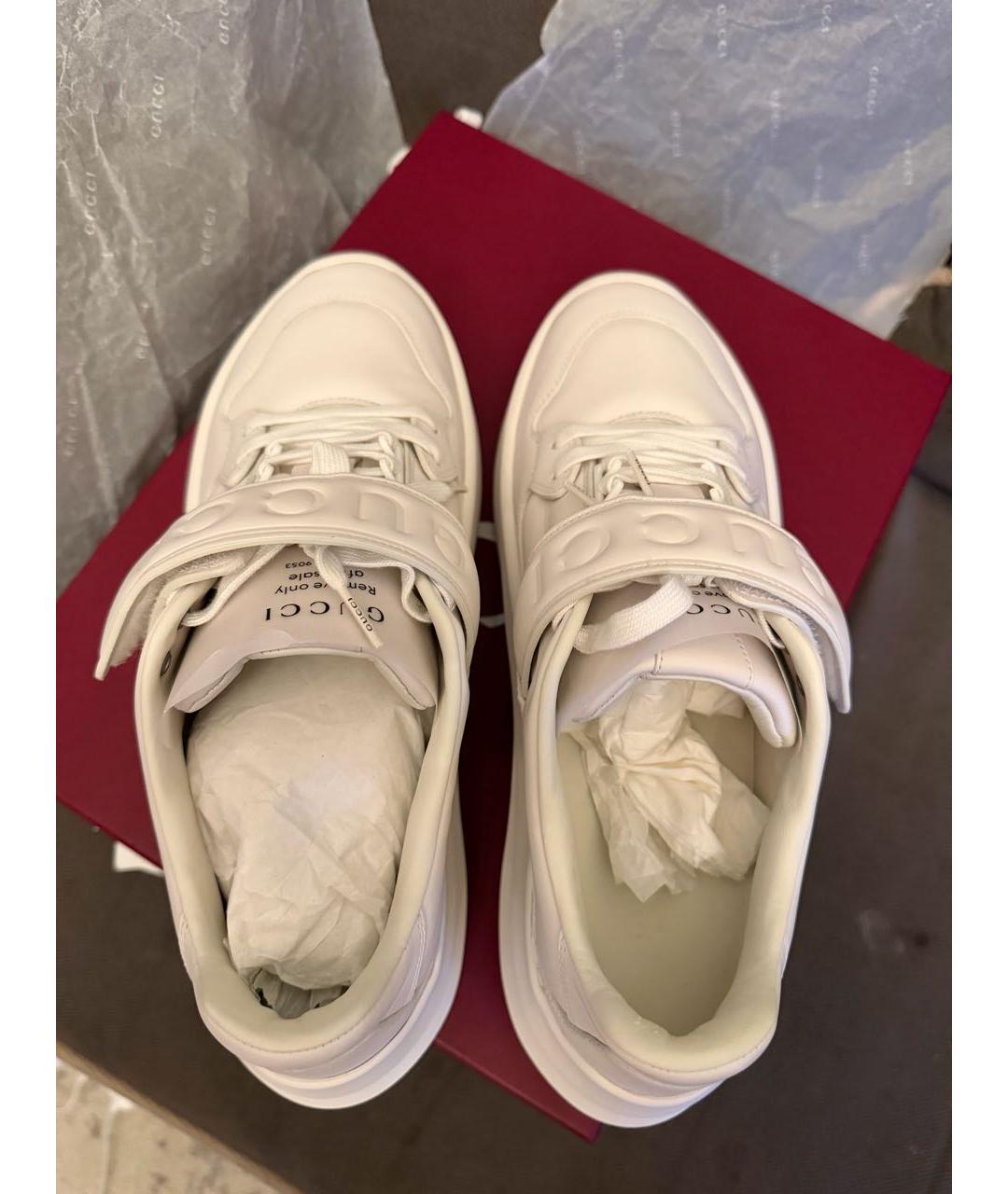 GUCCI Белые кожаные кроссовки, фото 3
