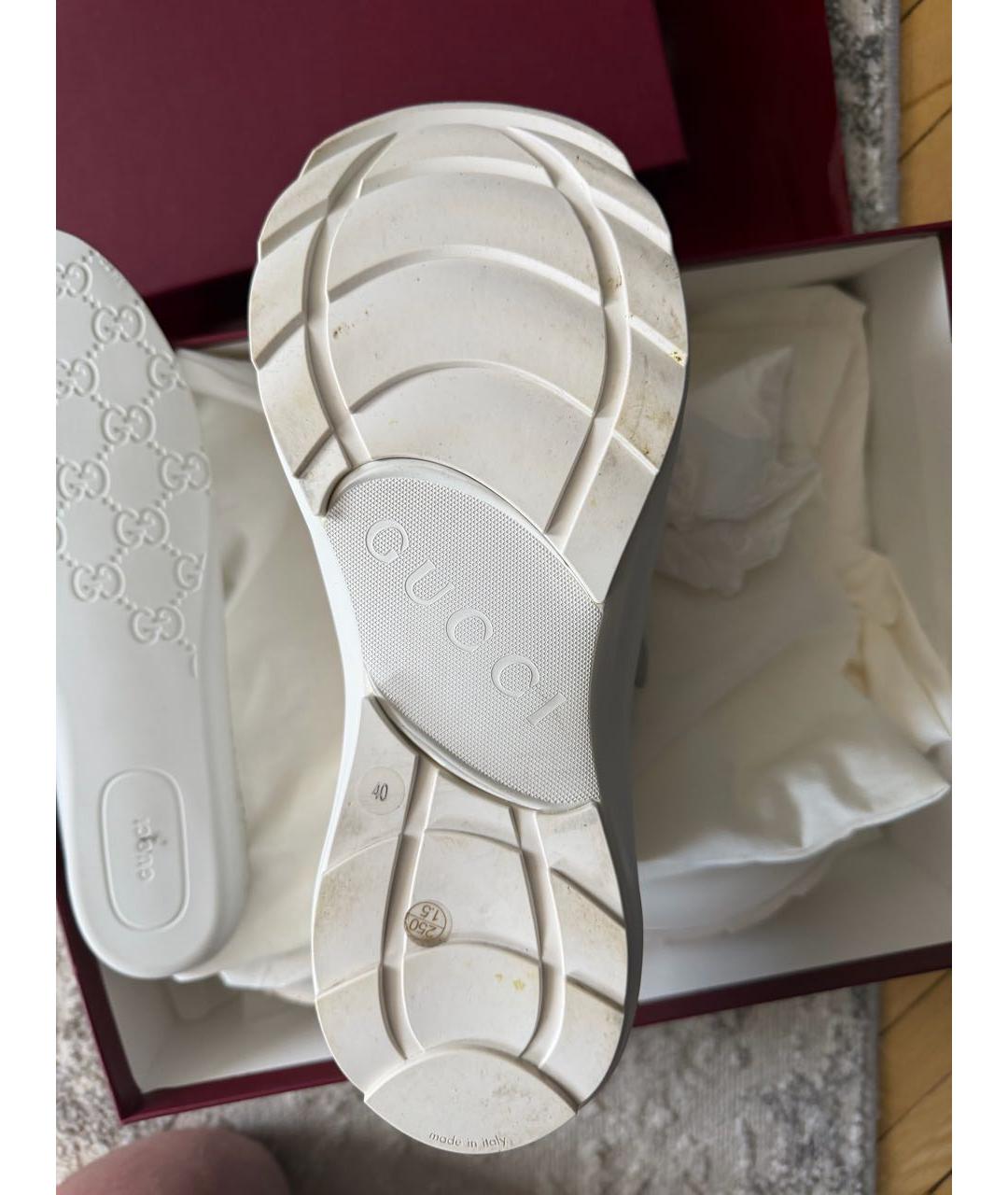 GUCCI Белые кожаные кроссовки, фото 7