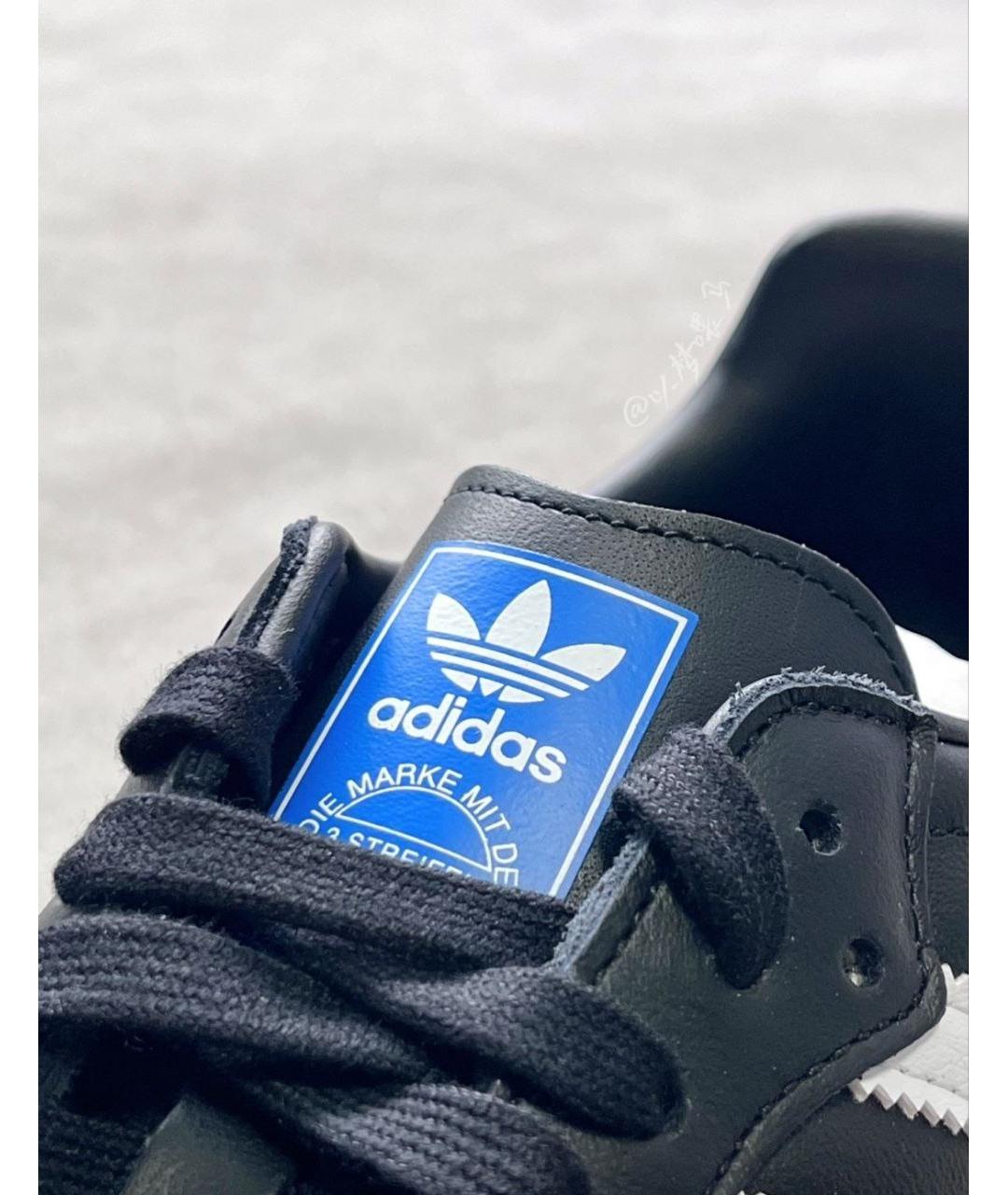 ADIDAS Черные кожаные кроссовки, фото 4