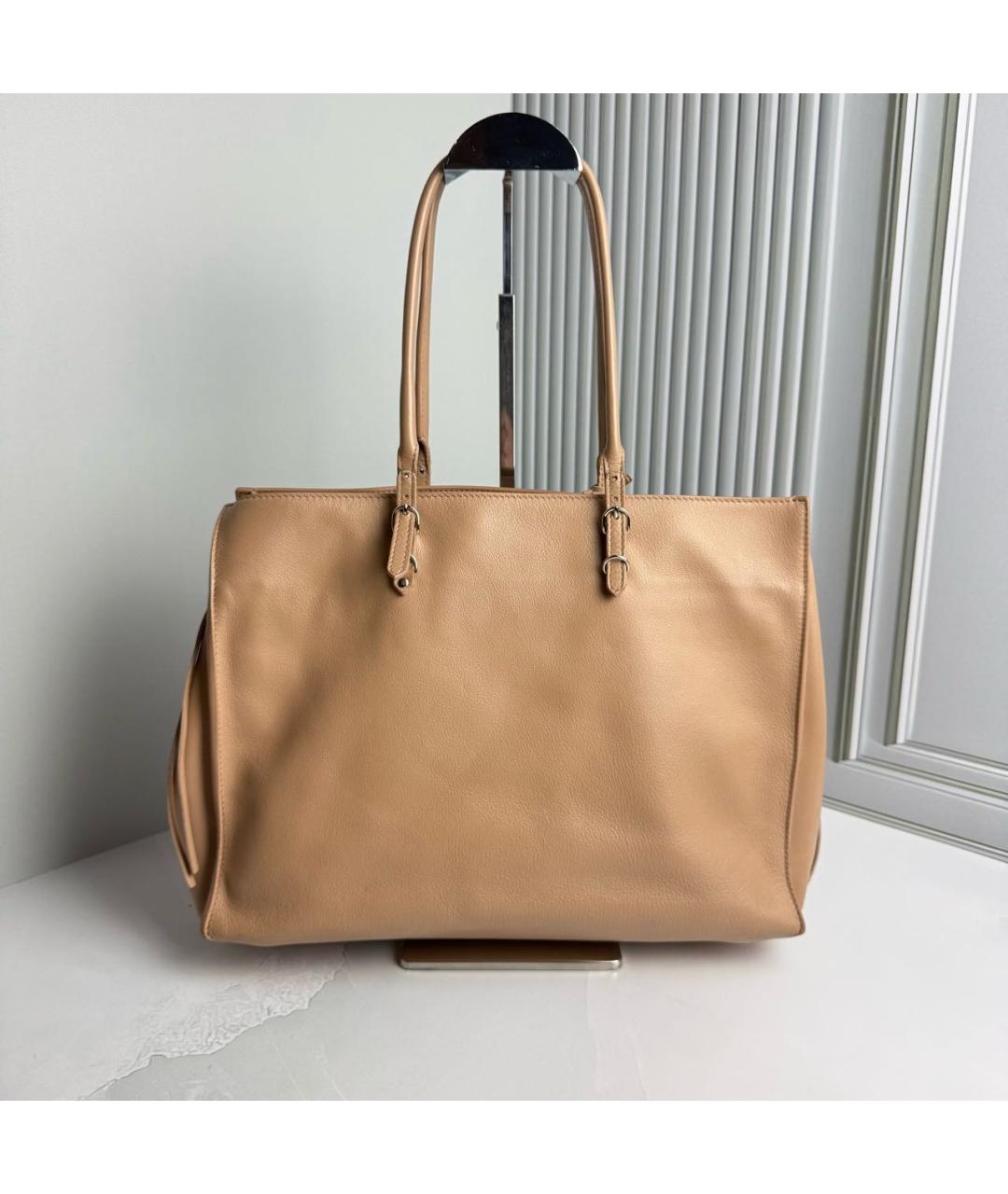 BALENCIAGA Бежевая кожаная сумка тоут, фото 2