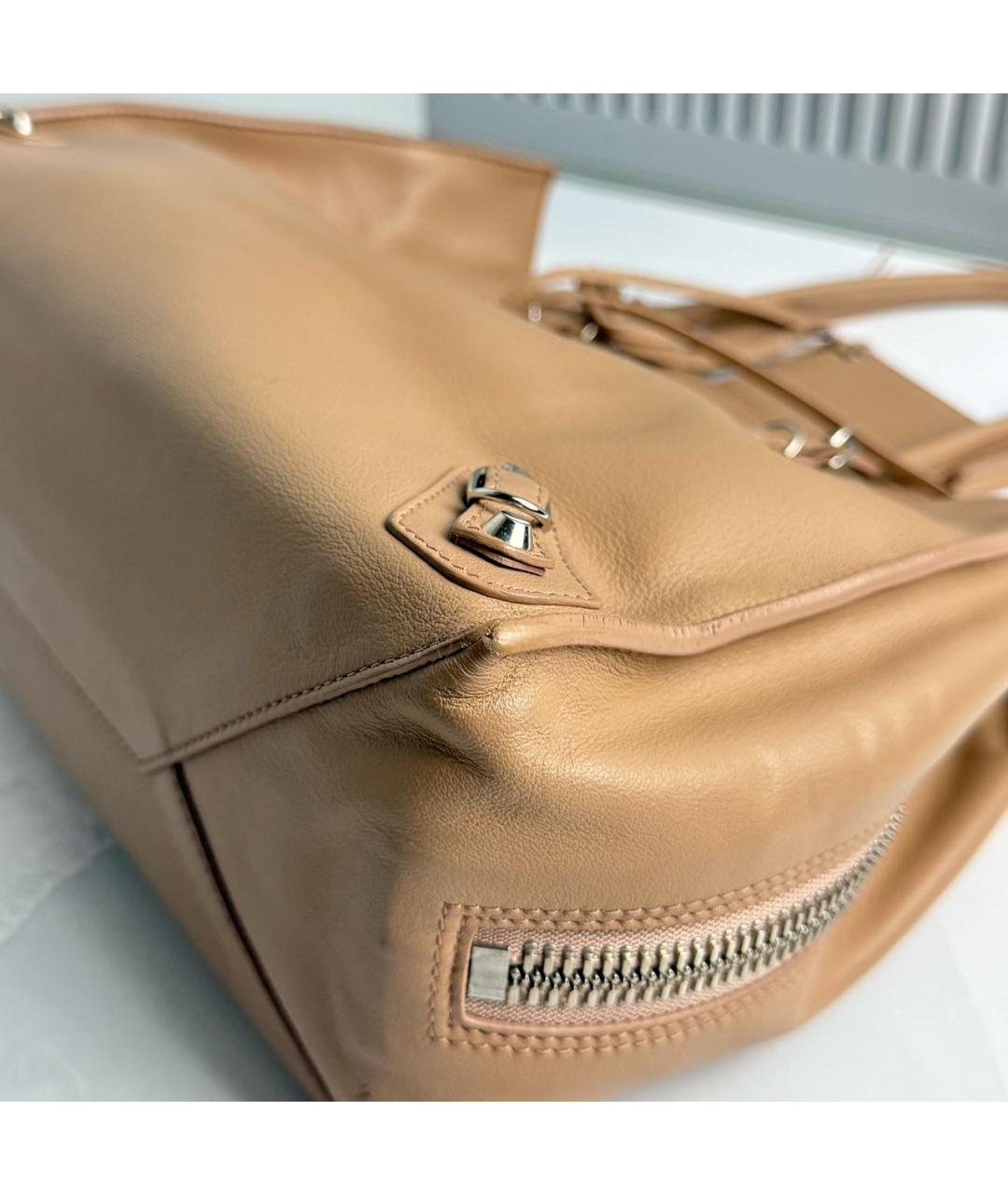 BALENCIAGA Бежевая кожаная сумка тоут, фото 5