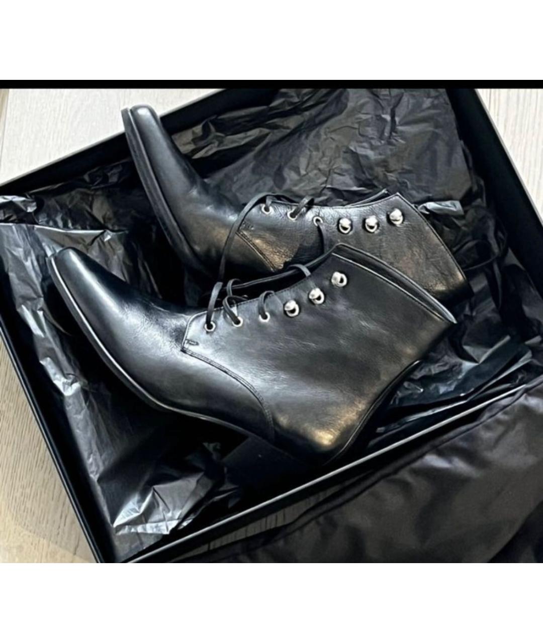 SAINT LAURENT Черные кожаные ботинки, фото 5