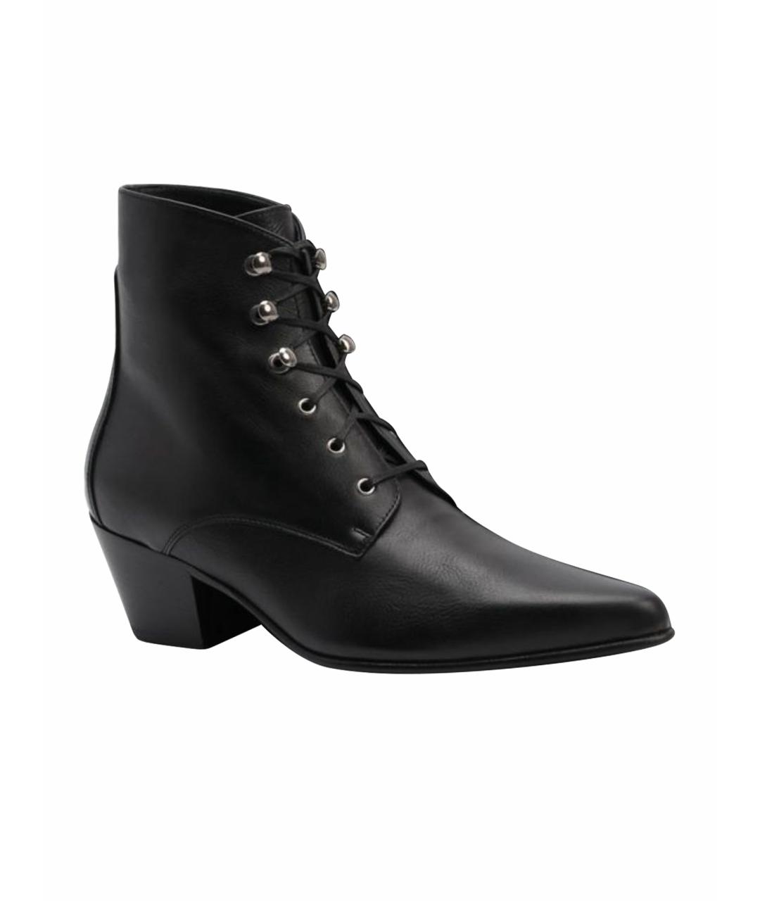 SAINT LAURENT Черные кожаные ботинки, фото 1