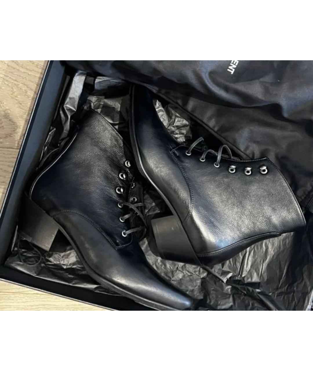 SAINT LAURENT Черные кожаные ботинки, фото 3