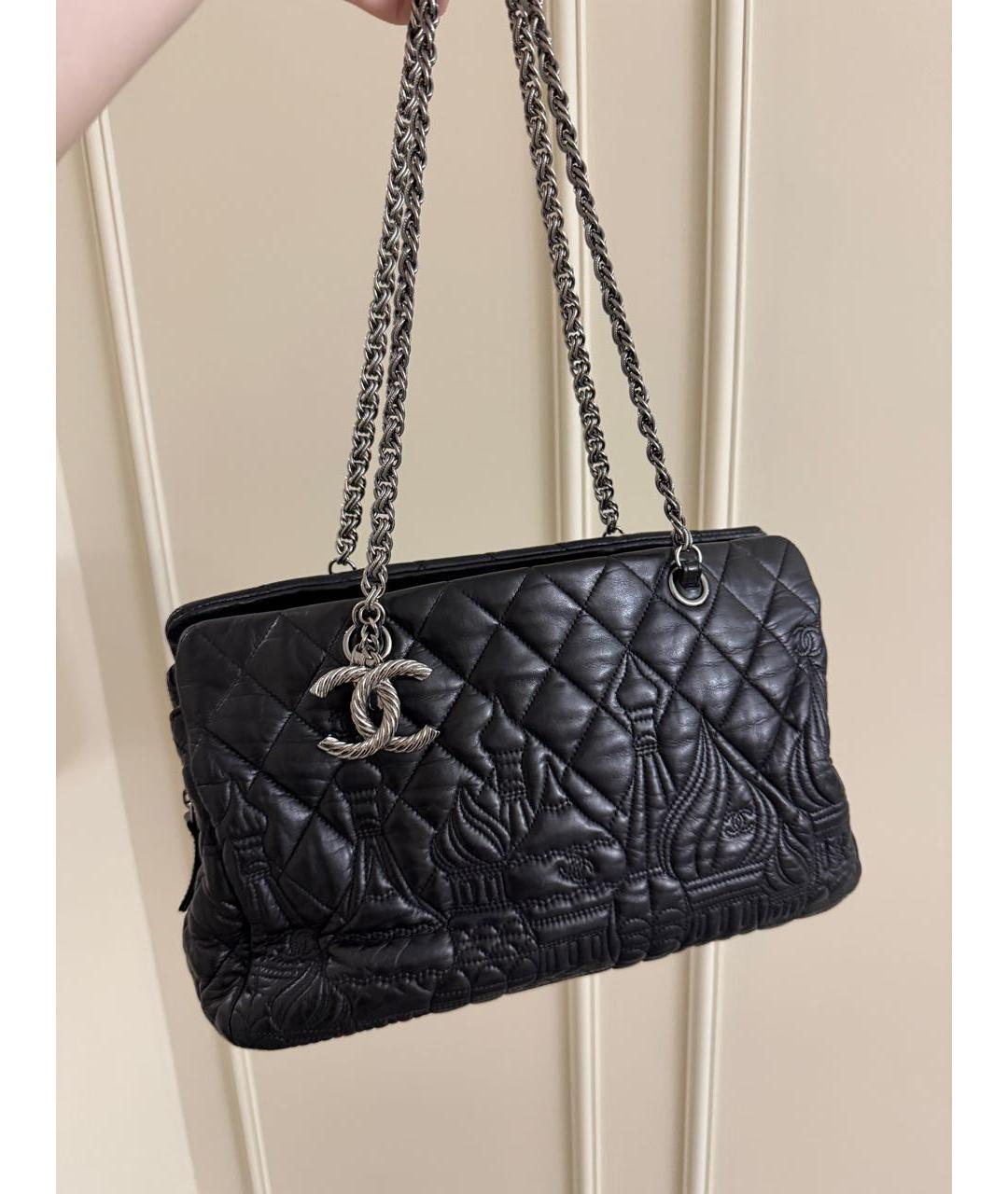 CHANEL Черная кожаная сумка тоут, фото 2