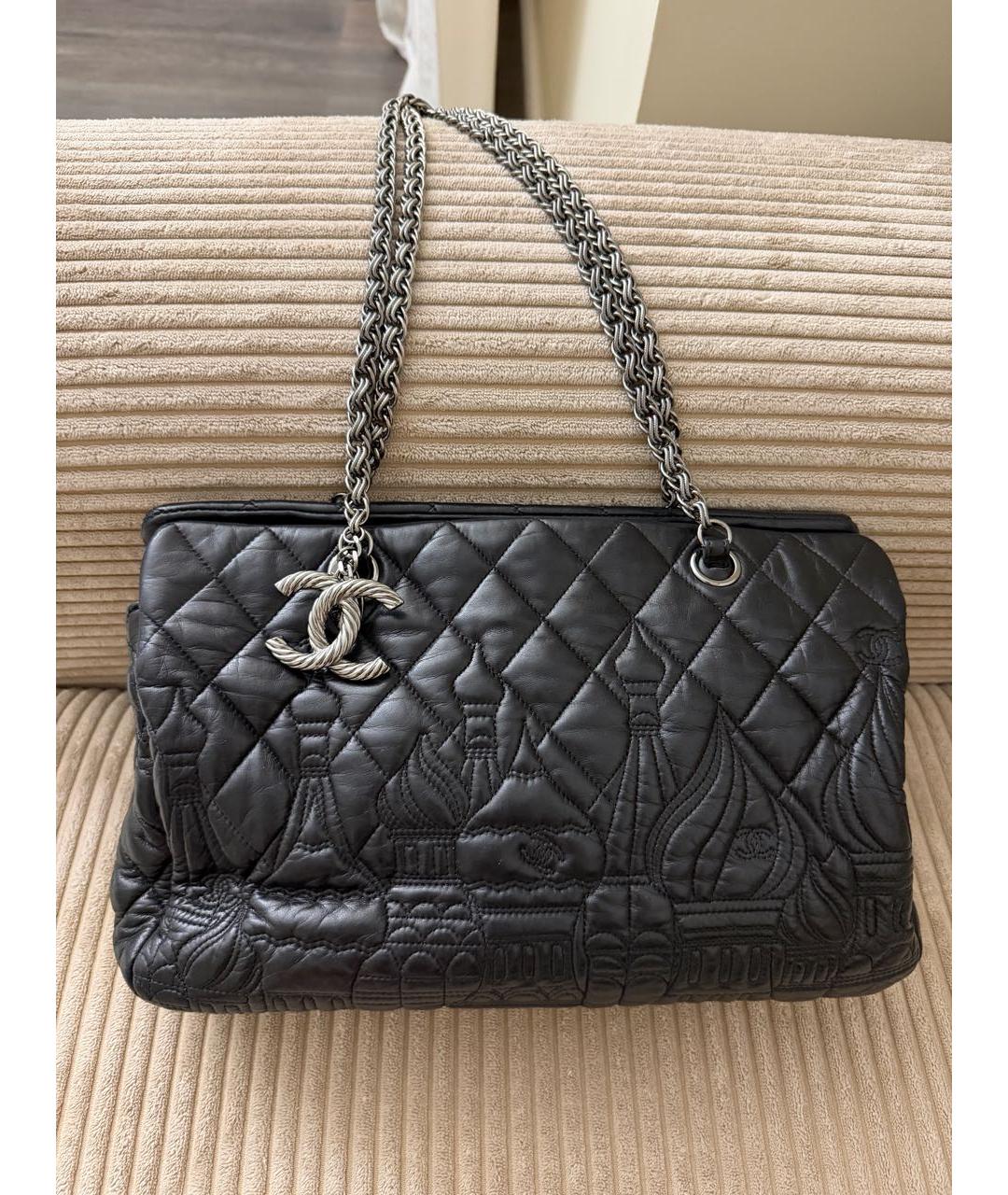 CHANEL Черная кожаная сумка тоут, фото 9