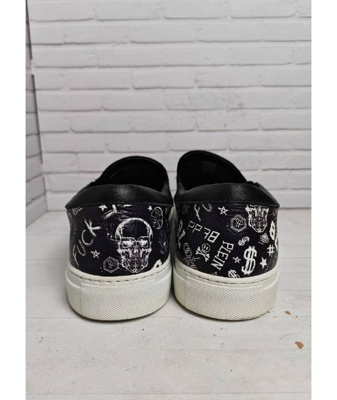 PHILIPP PLEIN Темно-синие кожаные слипоны, фото 4