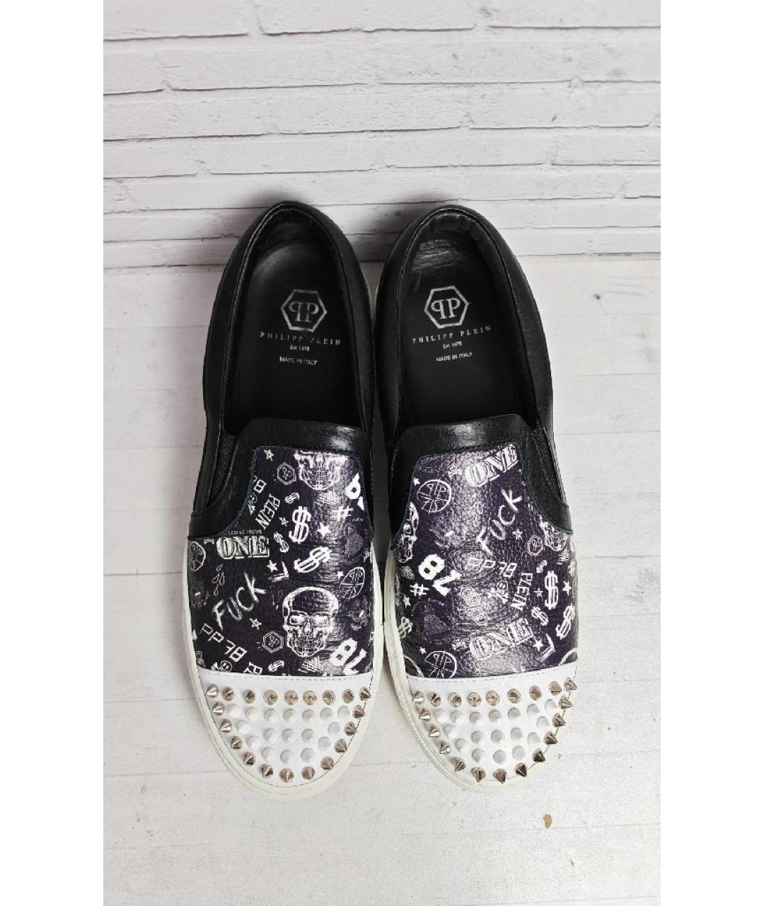 PHILIPP PLEIN Темно-синие кожаные слипоны, фото 7