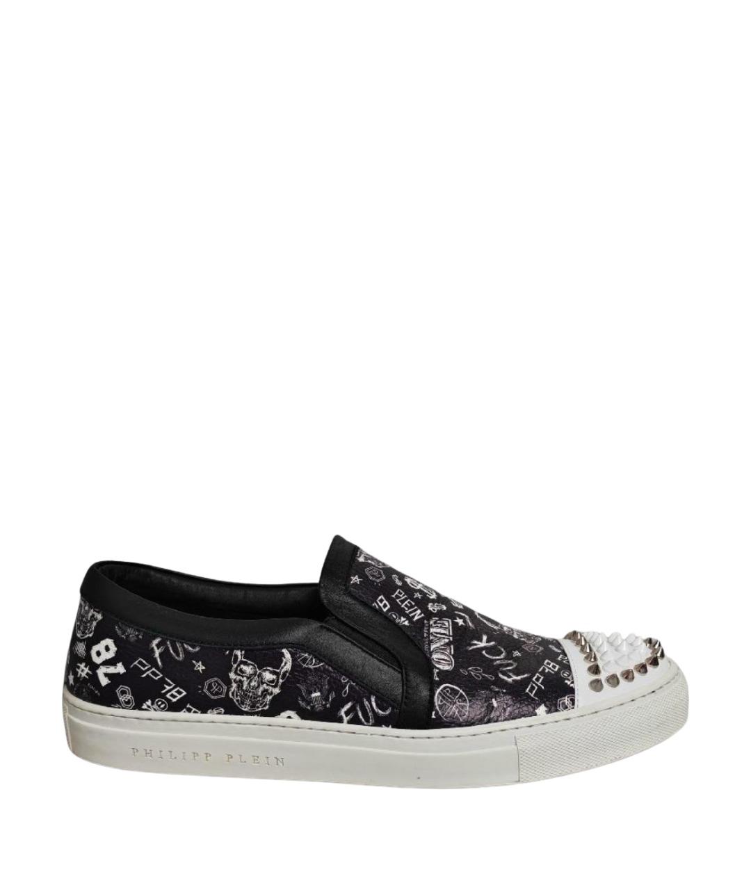 PHILIPP PLEIN Темно-синие кожаные слипоны, фото 1