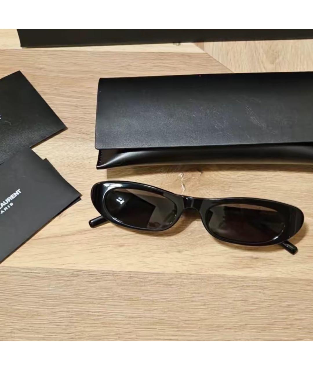 SAINT LAURENT Черные пластиковые солнцезащитные очки, фото 8