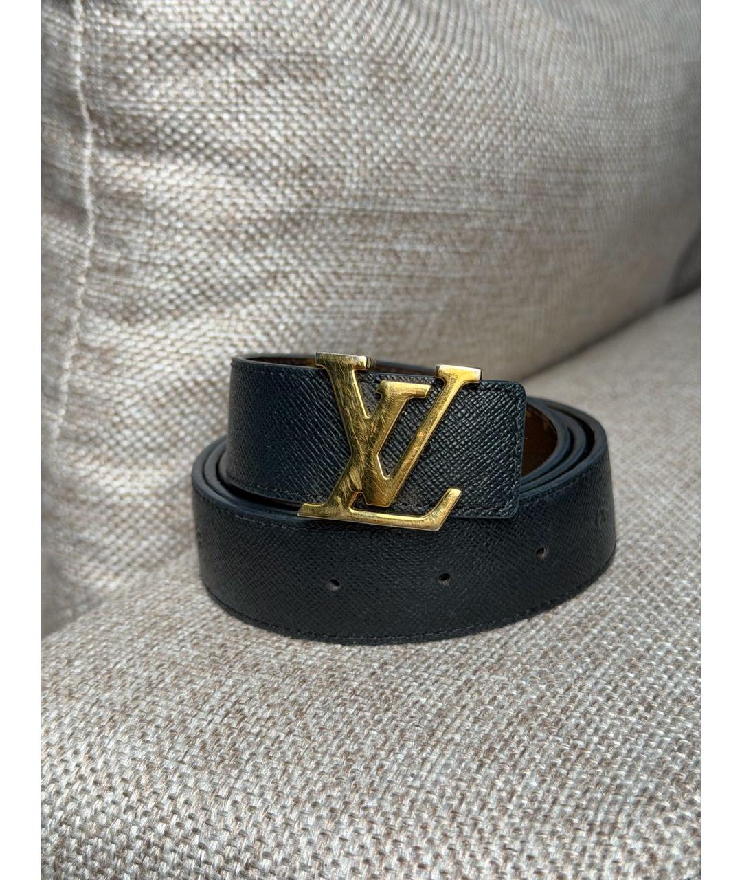 LOUIS VUITTON Черный кожаный ремень, фото 4