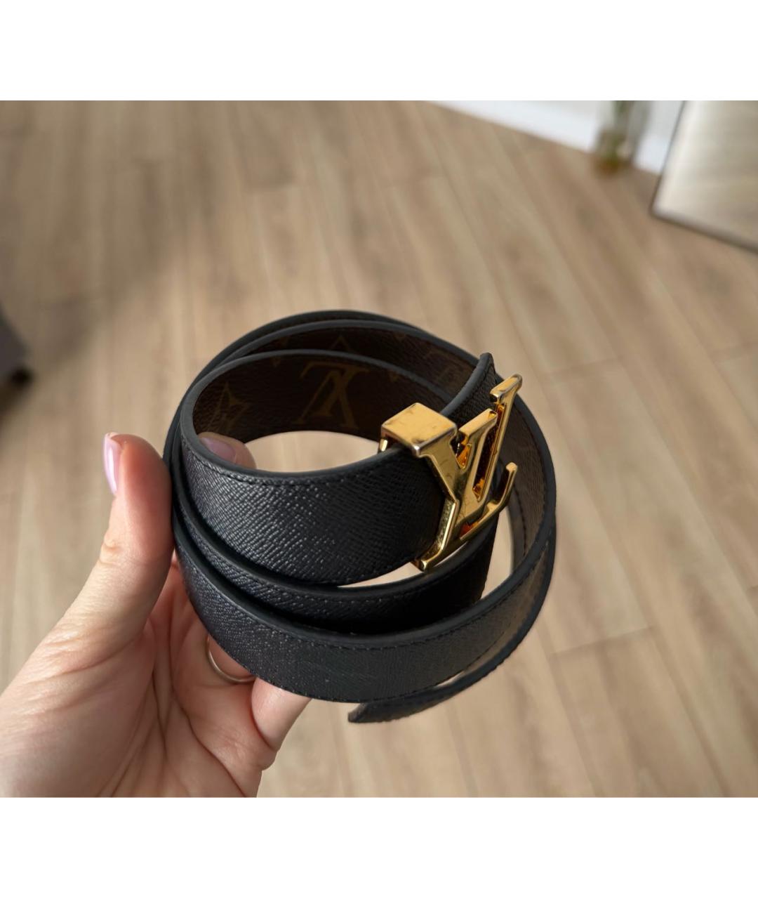 LOUIS VUITTON Черный кожаный ремень, фото 2