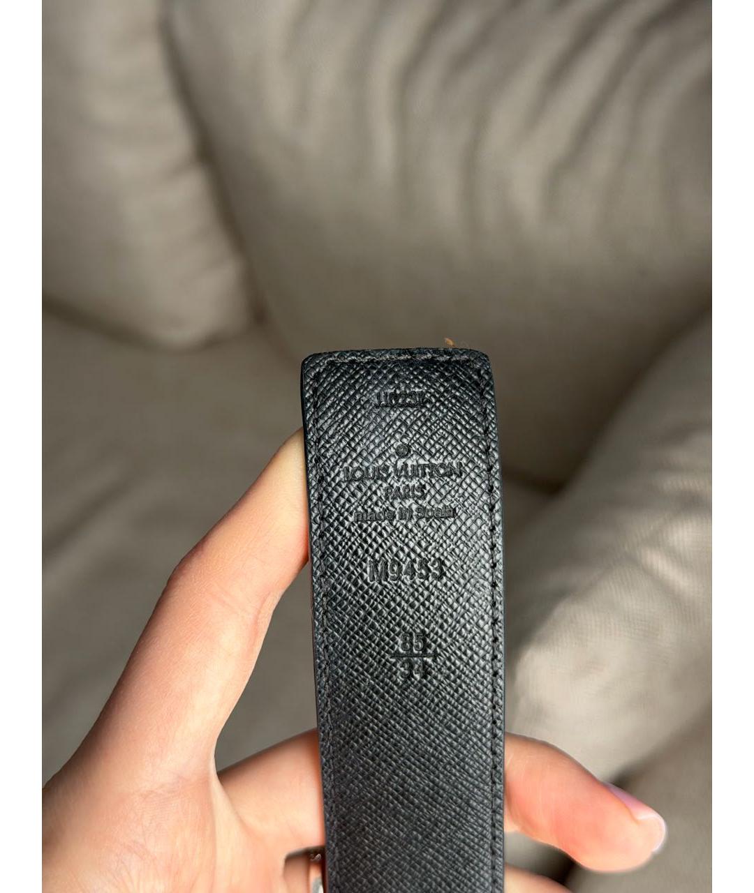 LOUIS VUITTON Черный кожаный ремень, фото 3