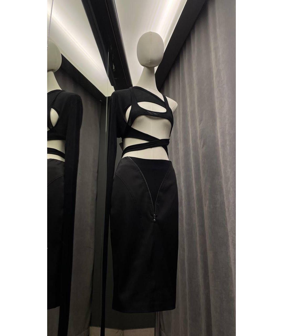 MUGLER Черная полиэстеровая юбка миди, фото 7