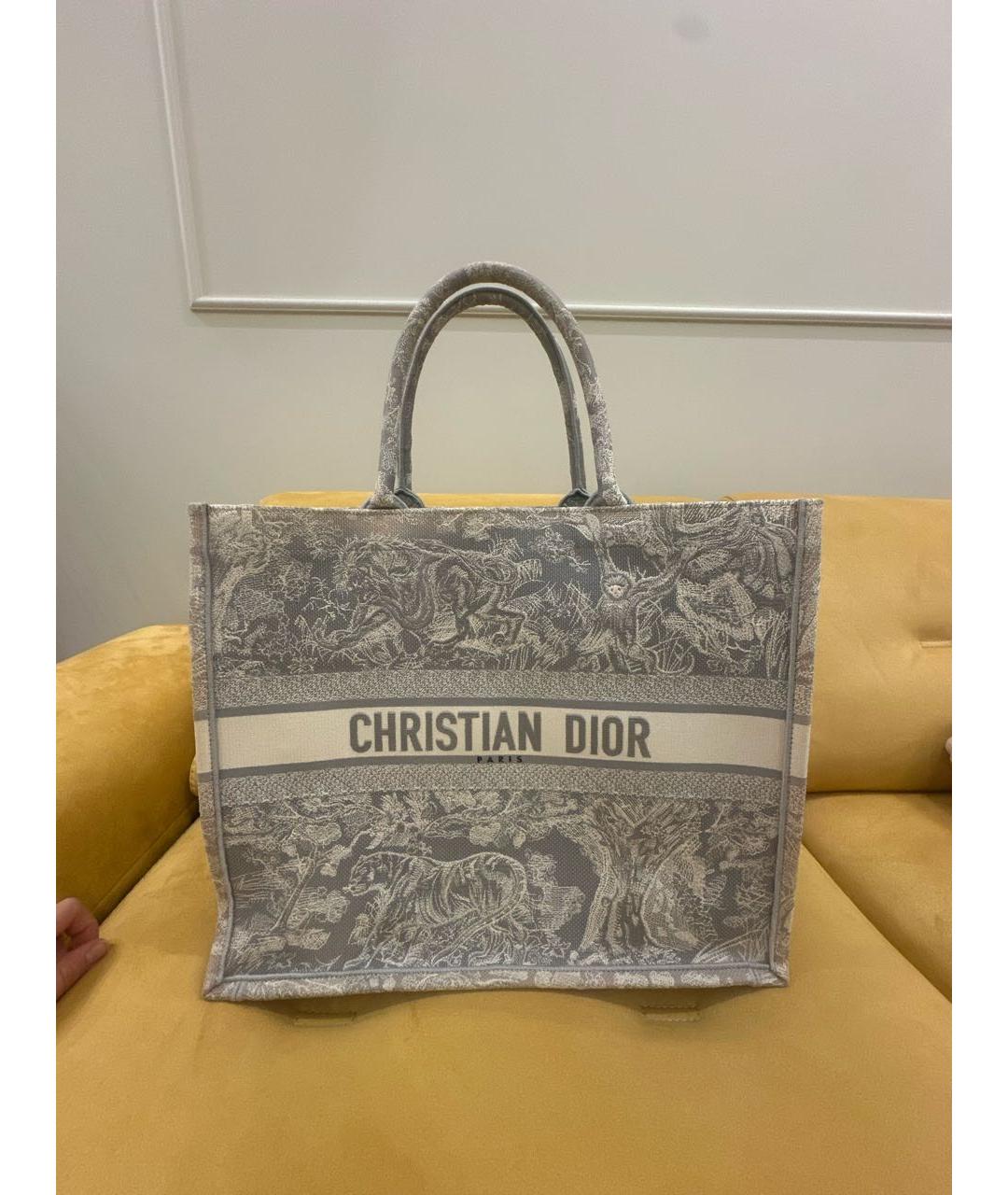 CHRISTIAN DIOR Серая жаккардовая сумка тоут, фото 9