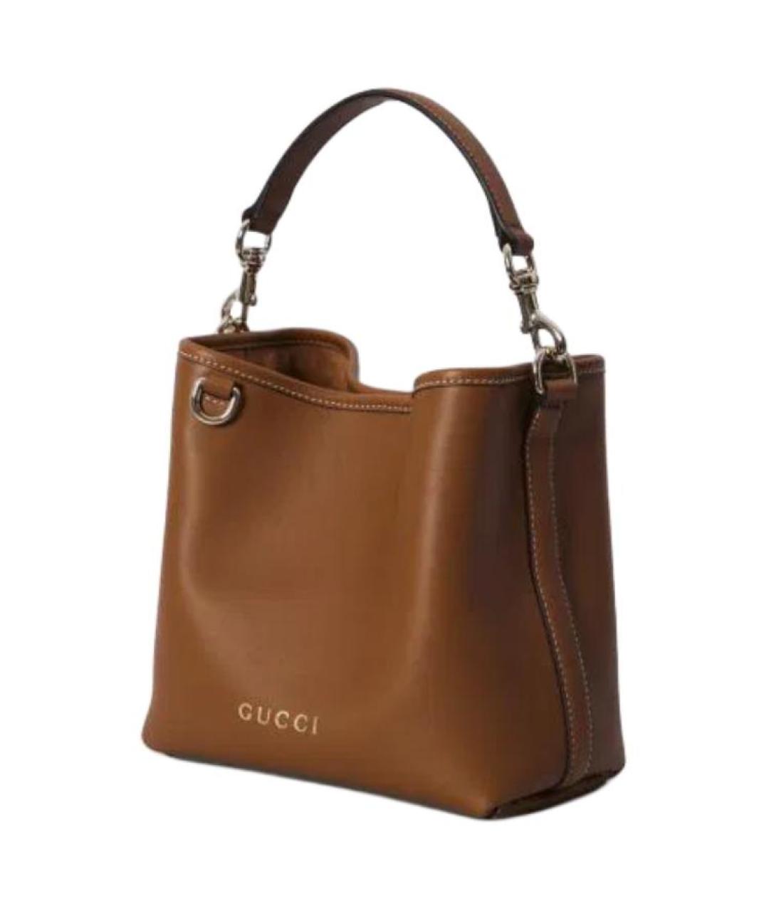 GUCCI Коричневая кожаная сумка через плечо, фото 2